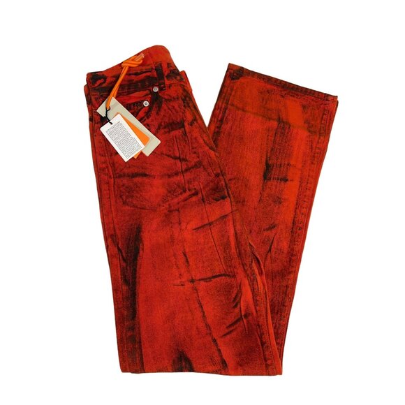 Heron Preston Orange Overdyed Spray Regular Jeans Women's 26 NWT - Picture 2 of 8